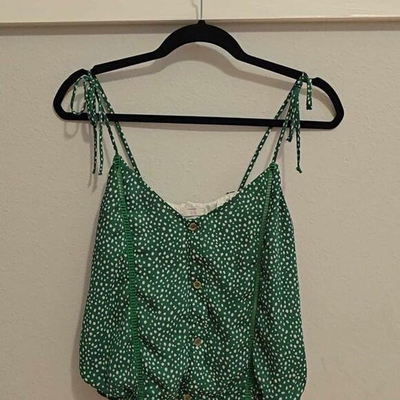 Sienna Sky Green Polka Dot Crop Top – Size Small - Picture 1 of 7